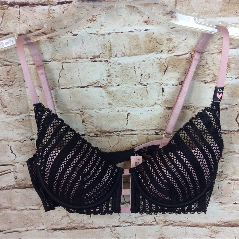 VICTORIAS SECRET Lace Lined Plunge Bra NEW 32C